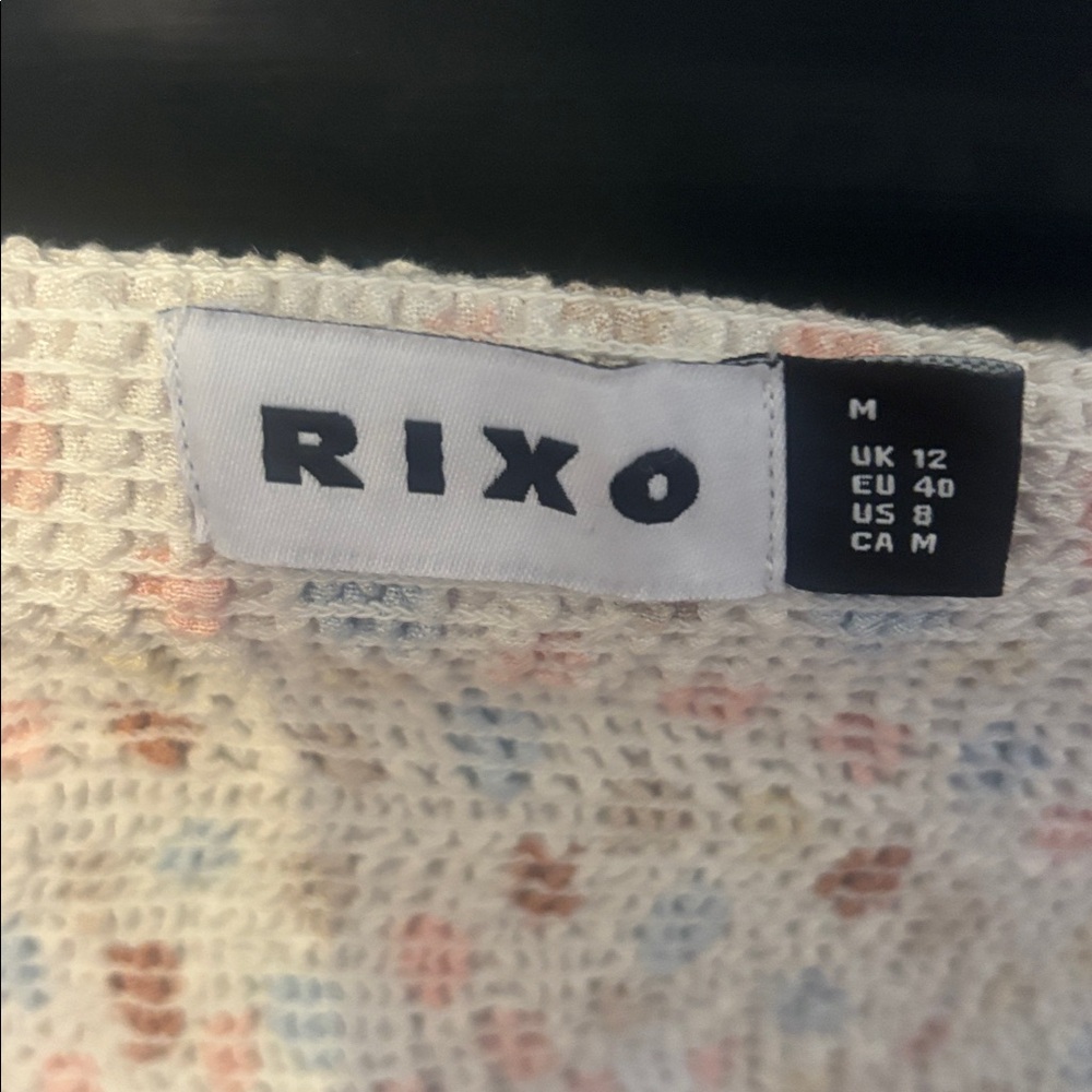 RIXO Hattie Maxi Multicolor Tulip Long Sleeve Smocked Back Dress Medium M - Picture 7 of 9